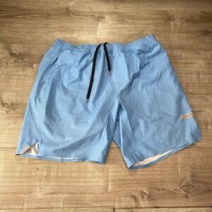 Legends Athletic Shorts Mens Large Blue 2-in-1 Liner Running Training Zip